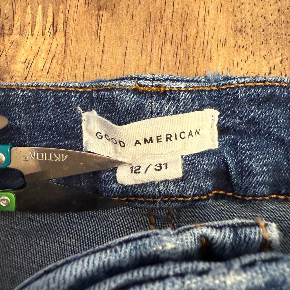 Good American Jeans Good Legs Crop Distressed Skinny Denim Women's Size 12/31 - Picture 6 of 10